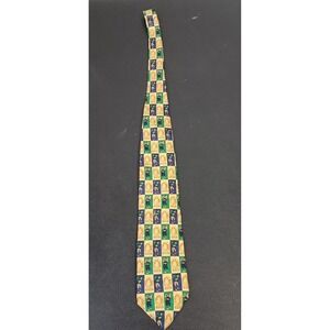 Pinehurst Golf Silk Tie 59" Novelty Golfer Pattern Blue Green Classic Necktie US